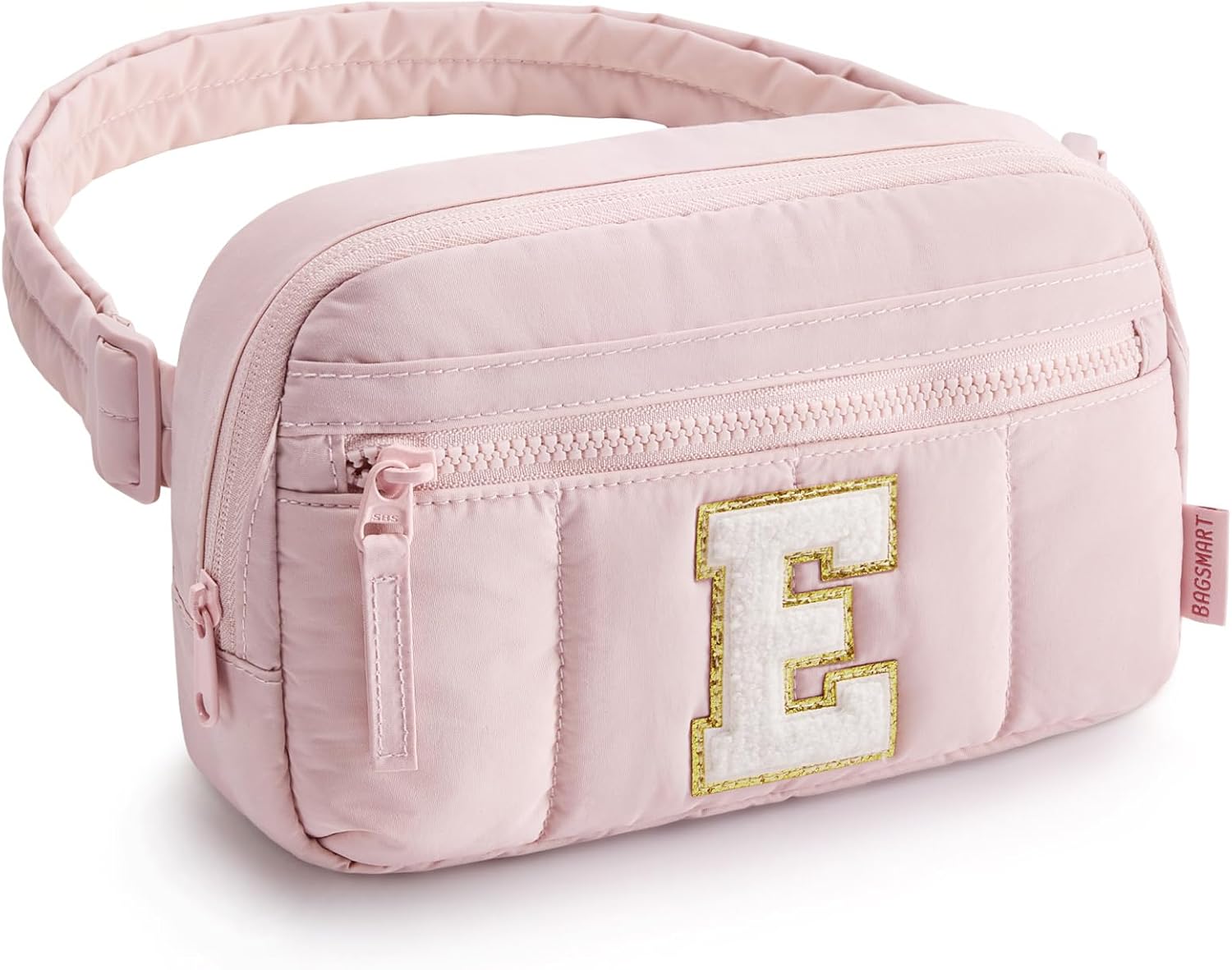 BAGSMART Fanny Pack for Girls, Puffy Initial Belt Bag Cute Letter Fanny Pack for Women, Fashion Waist Packs for Traveling E