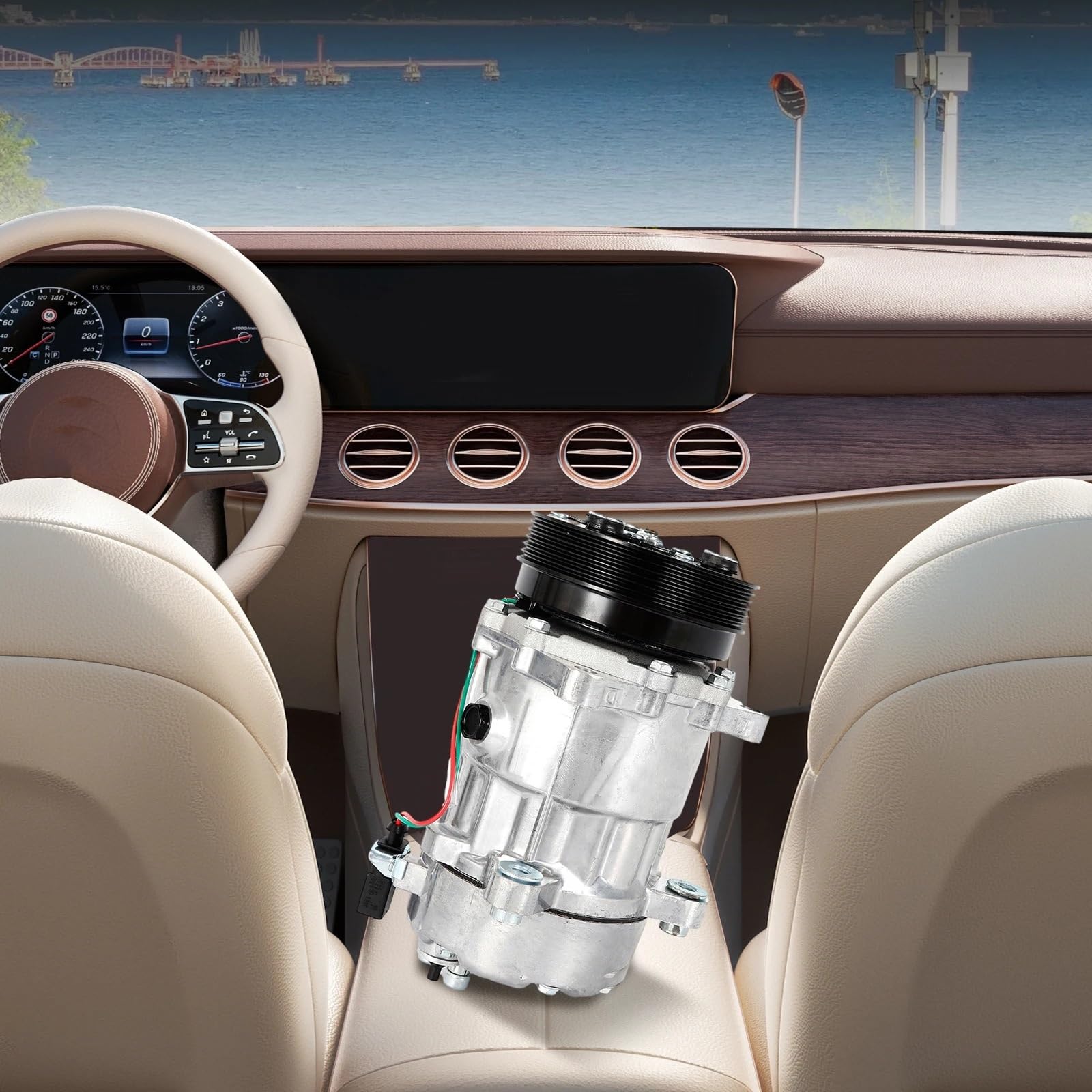 compresor AC polea Compresor de CA automotriz estable, conjunto de compresor de aire acondicionado para vehículo de 12V embrague climatizador auto