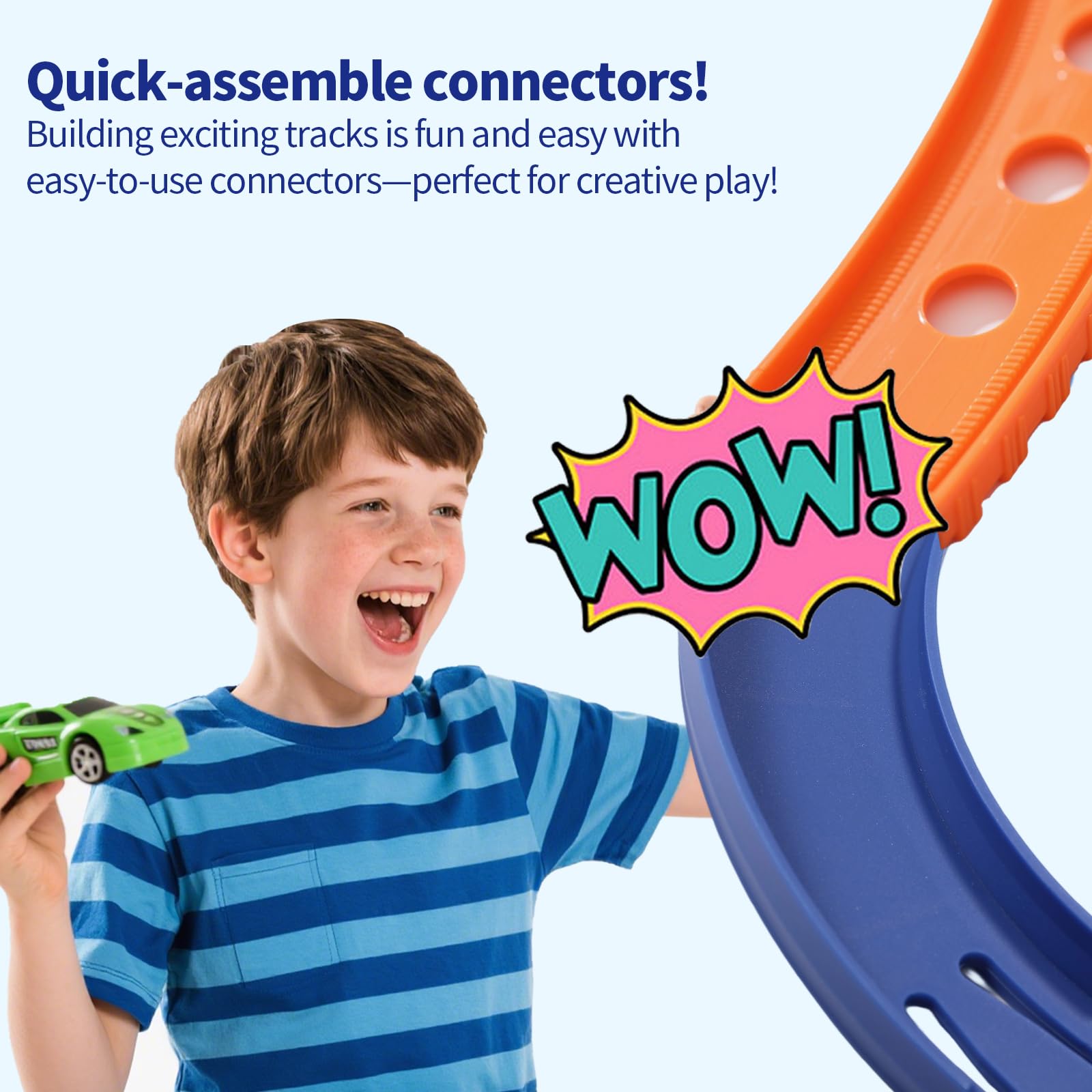 6pcs Pièces de Piste Tournante pour Hot Wheels, 90 Degrés Extension de Piste Course Incurvés Voiture Jouet ABS Chemin Pièces Construction Compatibles avec Hot Wheels (Bleu)