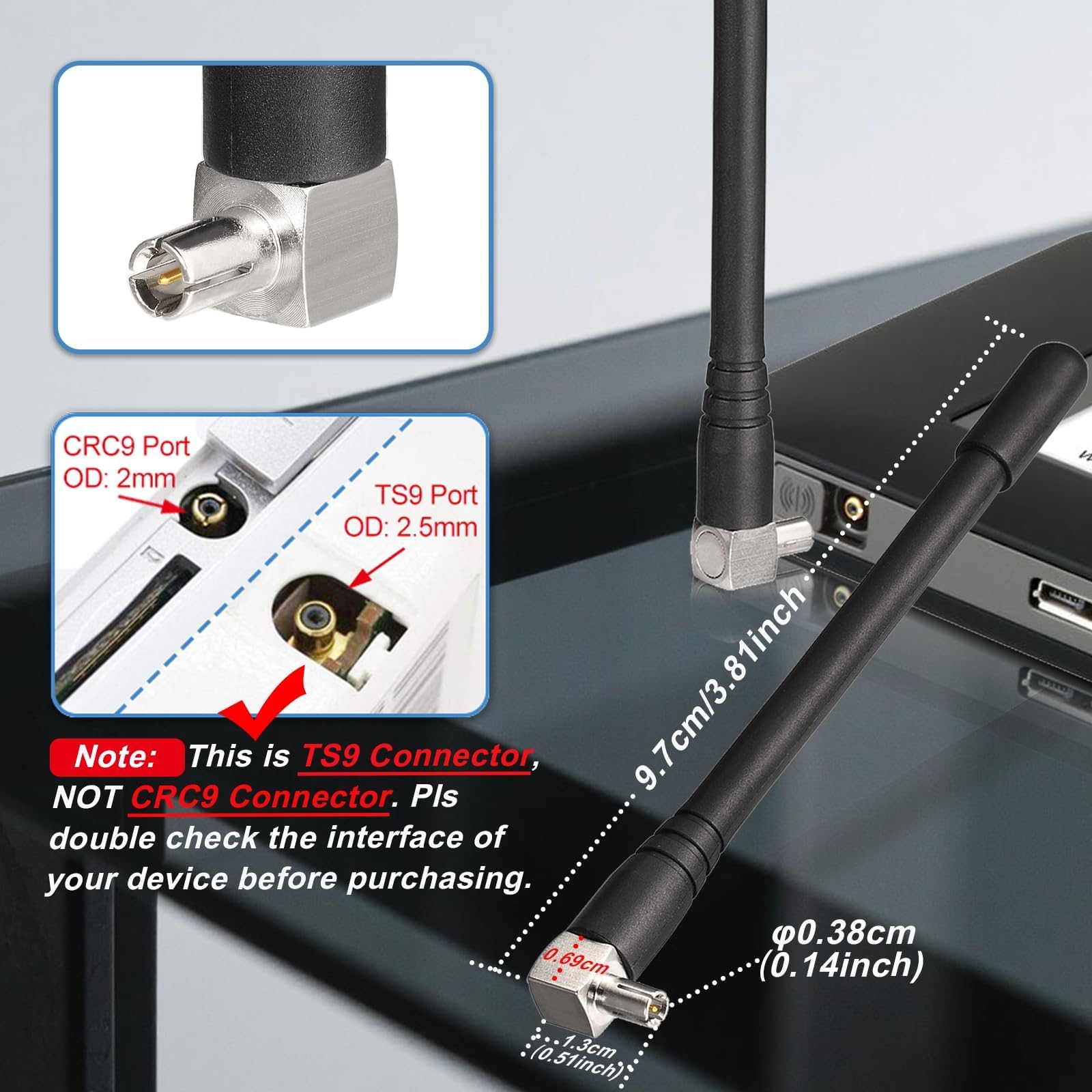 Bingfu 4G LTE antena 3 dBi zewnętrzna antena TS9 (2 sztuki) Kompatybilna z 4G LTE MiFi mobilny WiFi hotspot router USB modem Nighthawk AC785 AC790 AC810 LB2120 Huawei ZTE