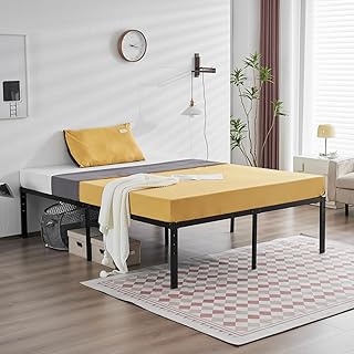 Bonnlo 18 Inch Metal Platform Full Bed Frame, Double Bed Base Mattress Foundation Replacement,Heavy Duty Steel Slat Support,No Box Spring Needed,Black