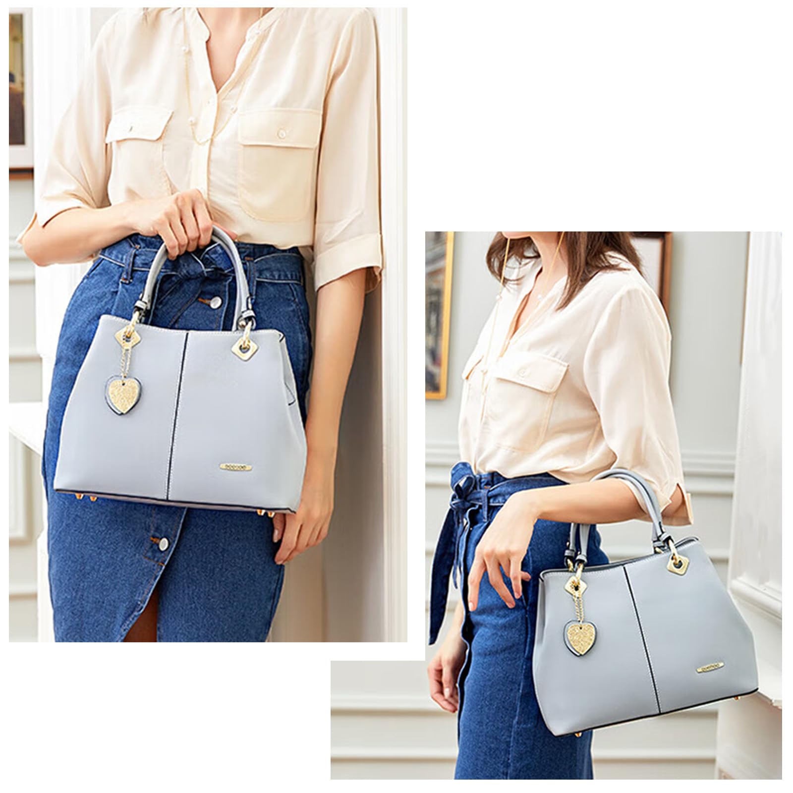 AINUOEY Donna Borse a Mano Borsa a Spalla Elegante Grandi Firmate Marca Tracolla Antifurto PU pelle 73501 1 pz Blu