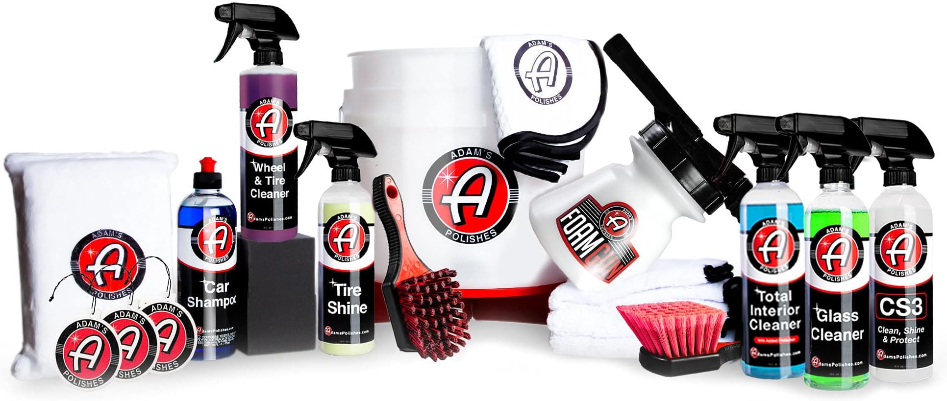Adam's Polishes Arsenal Builder Car Detailing Kit (17 Piece) - Our Best Value Gift Car Wash Kit Complete With Bucket Foam Gun Car Wash Soap Spray Car Wax Wheel Cleaner Interior Cleaner Towels & More