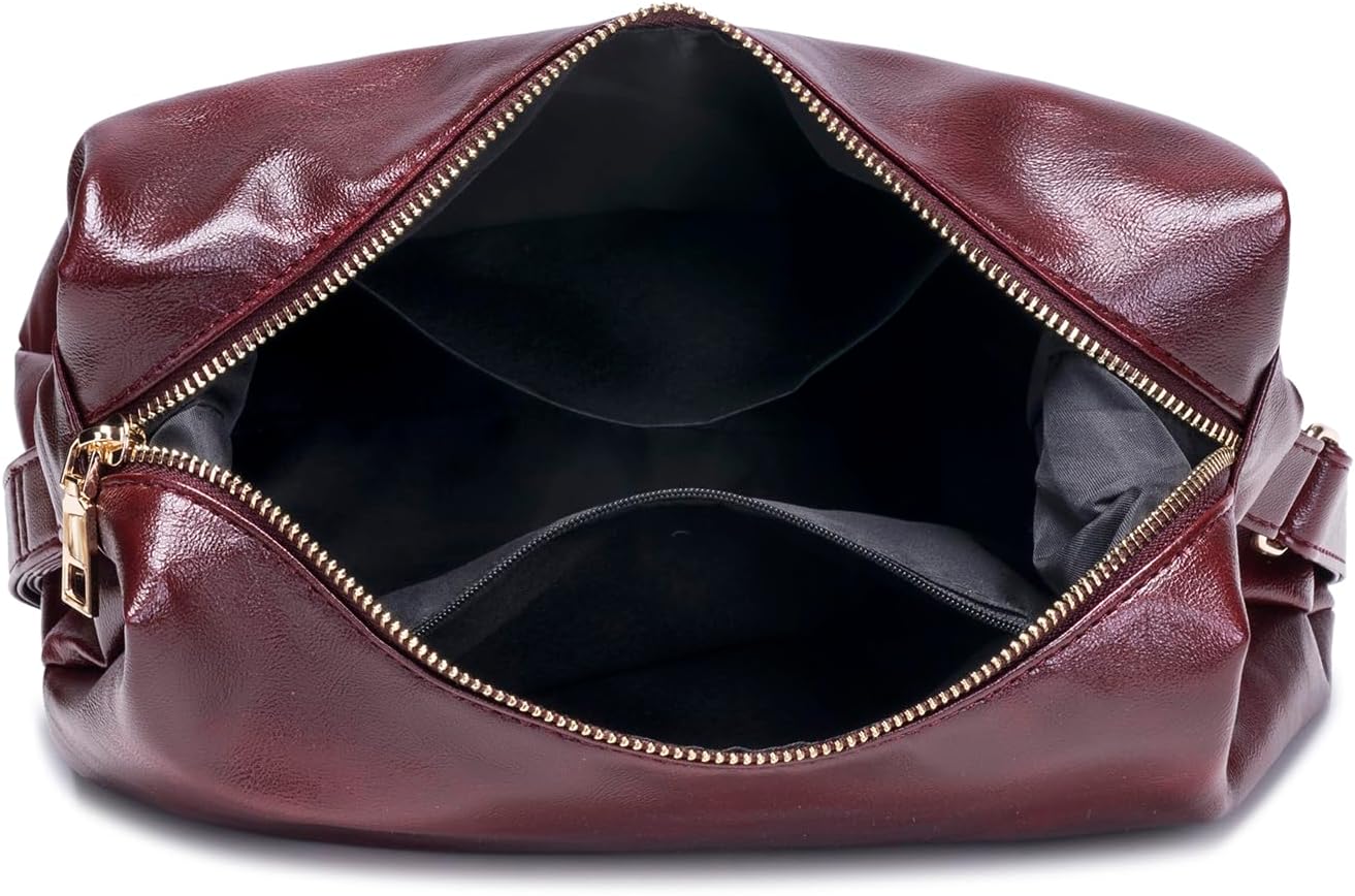 Women's foldable vegan leather Hobo bag, multi-directional sloping shoulder wallet and tote bag, large capacity handbag - Image 5