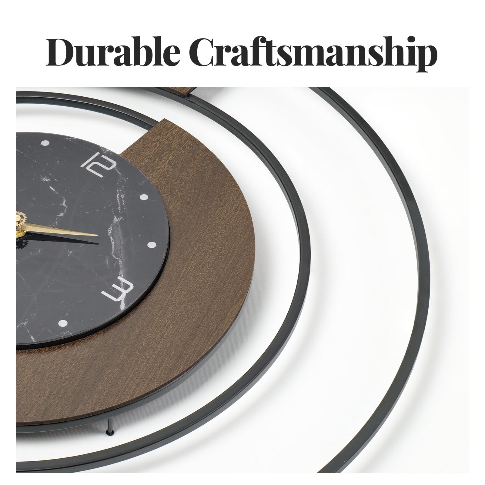 Cuspin Große Wanduhr, 76,2 cm, modernes Walnussmarmor-Zifferblatt, dekorative Uhr