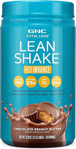 GNC Total Lean - Batido magro + Slimvance sin cafeína, mantequilla de maní y chocolate (20 porciones)