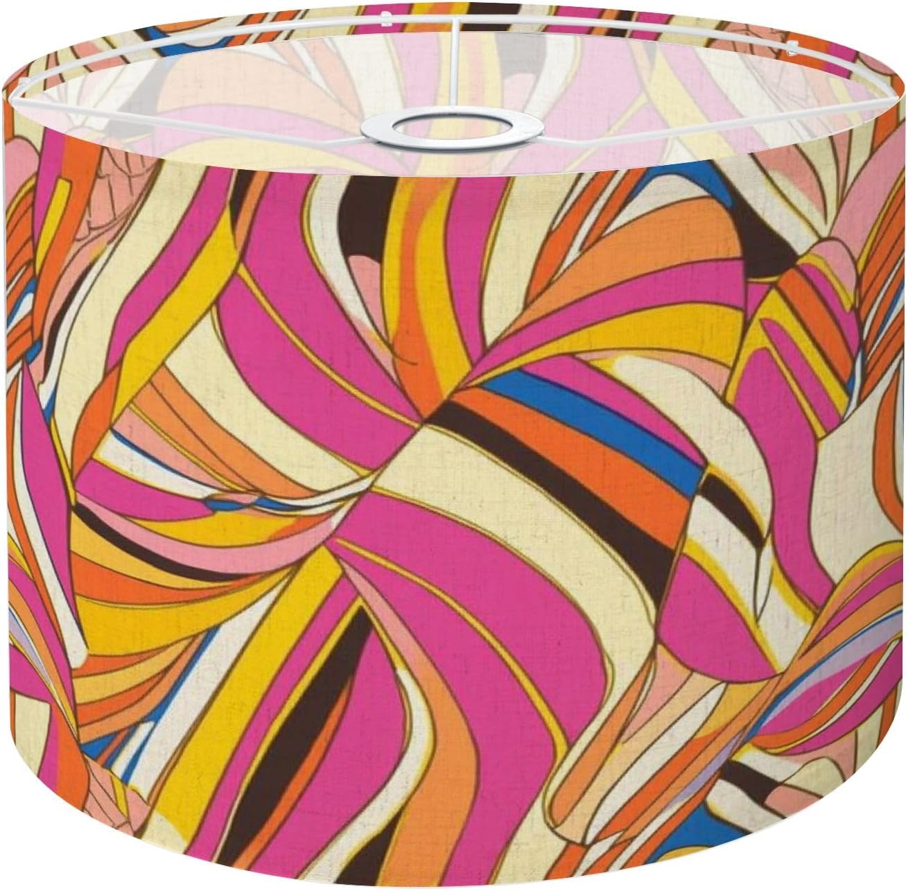 Drum Lamp Shade Groovy lines abstract seamless pattern Retro 1970s nostalgic geometric Lampshade for Floor Lamps Table Lamps Pendant Light 8.9"x11" Linen Lampshades Replacement Large Lamp Shade