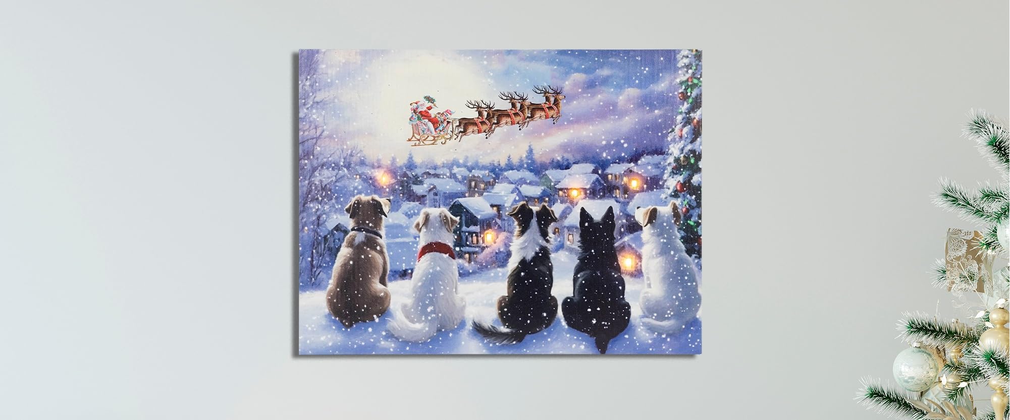Amazon.com: Northlight LED Dogs Santa's Sleigh Christmas Canvas