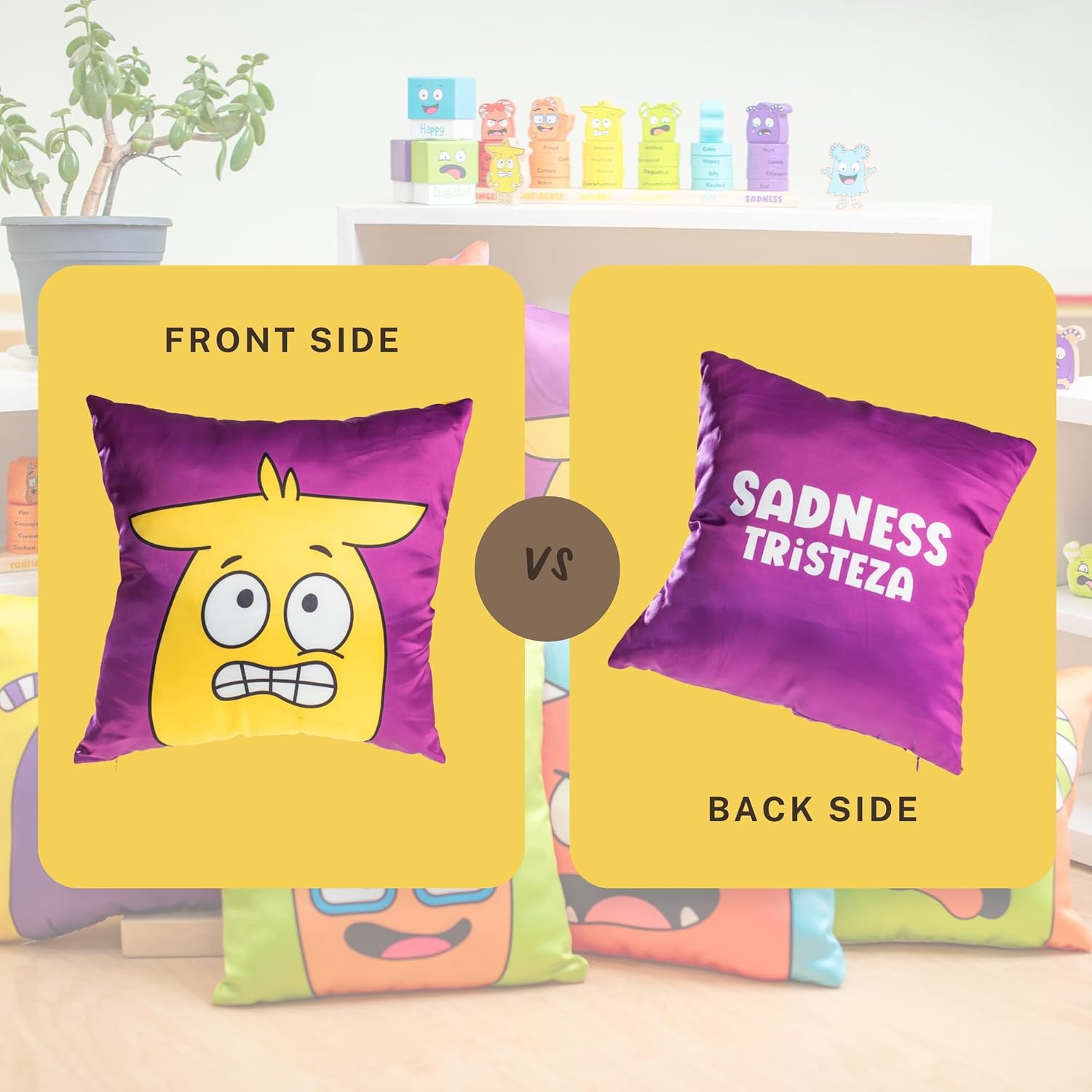 Open The Joy Emotions Pillow 6-Pack – Soft Plush Feeling Faces for Kids | Set of 6 Emotional Support Pillows (2 Large, 2 Medium, 2 Small) | SEL Toy for Classrooms, Therapy & Home