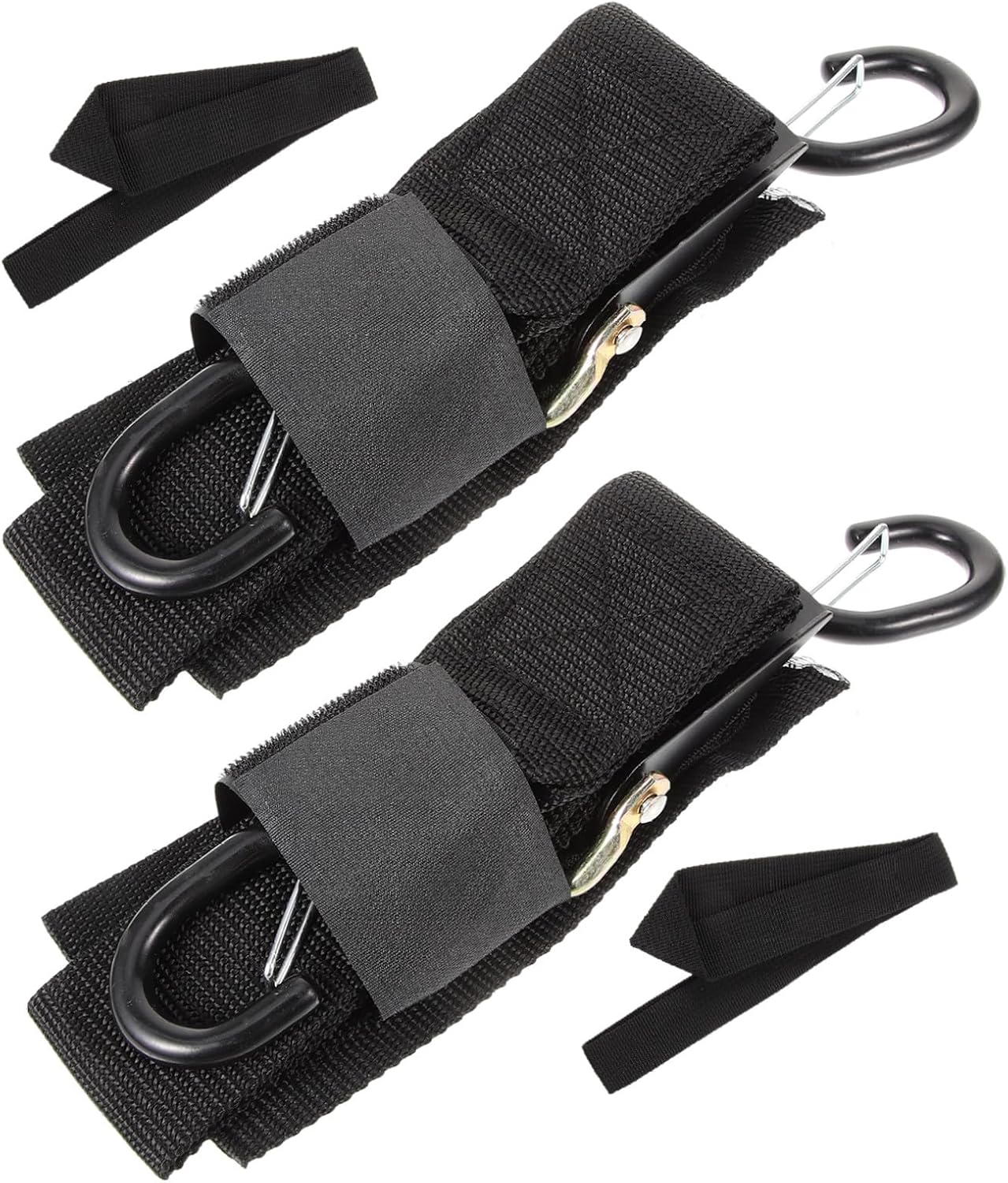 Boat Trailer Tie-Down Straps Set of 4 with Safety Locks, Nylon Kayak Fixing and Boat Binding Winch Straps for Secure Transom Lashing in Boating and Trailer Transport