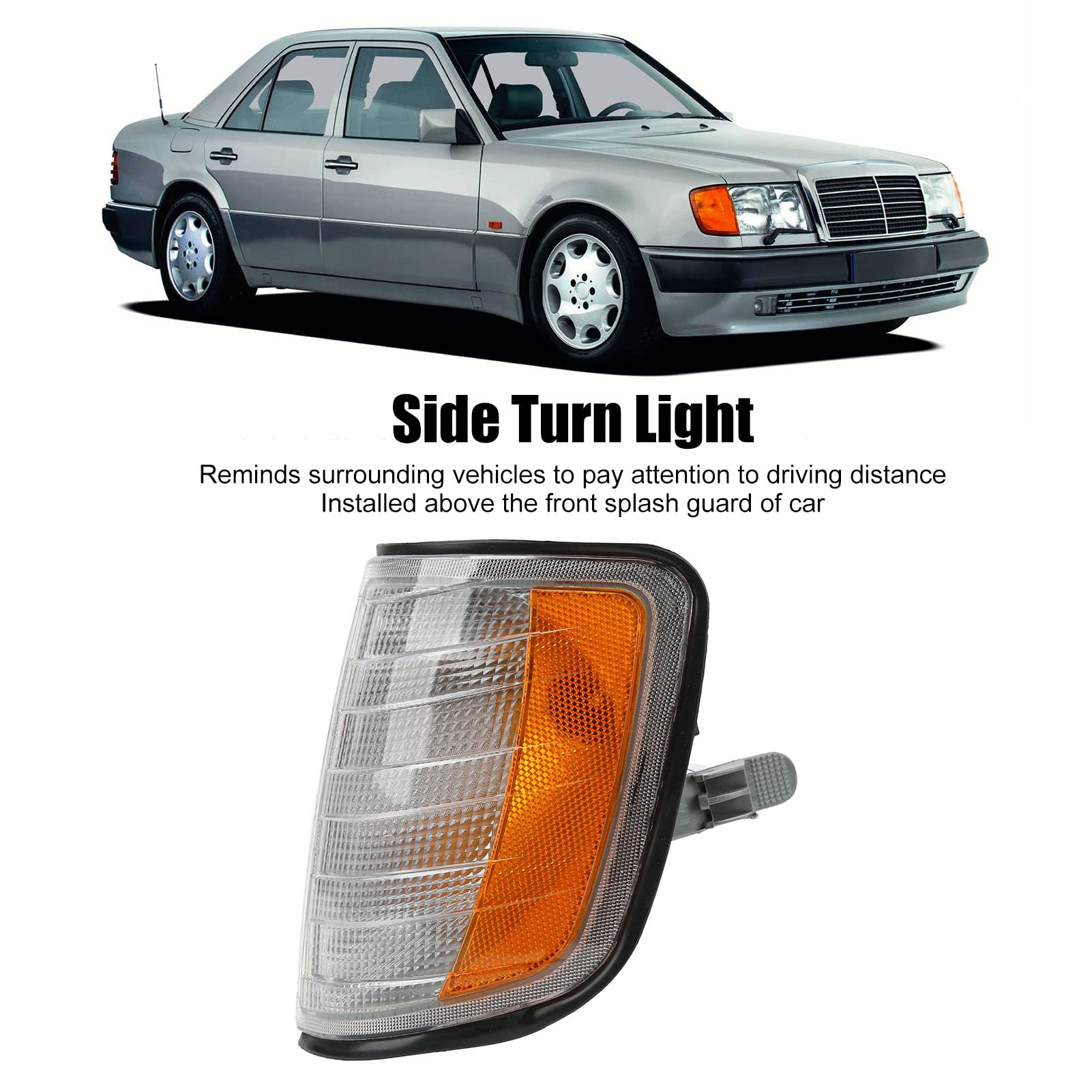 Akozon Vorderer Blinker, für E-Klasse W124 1984–1995, Austausch der Zweifarbigen Eckleuchtenanzeige nach US-Standard (Links 1248260043)