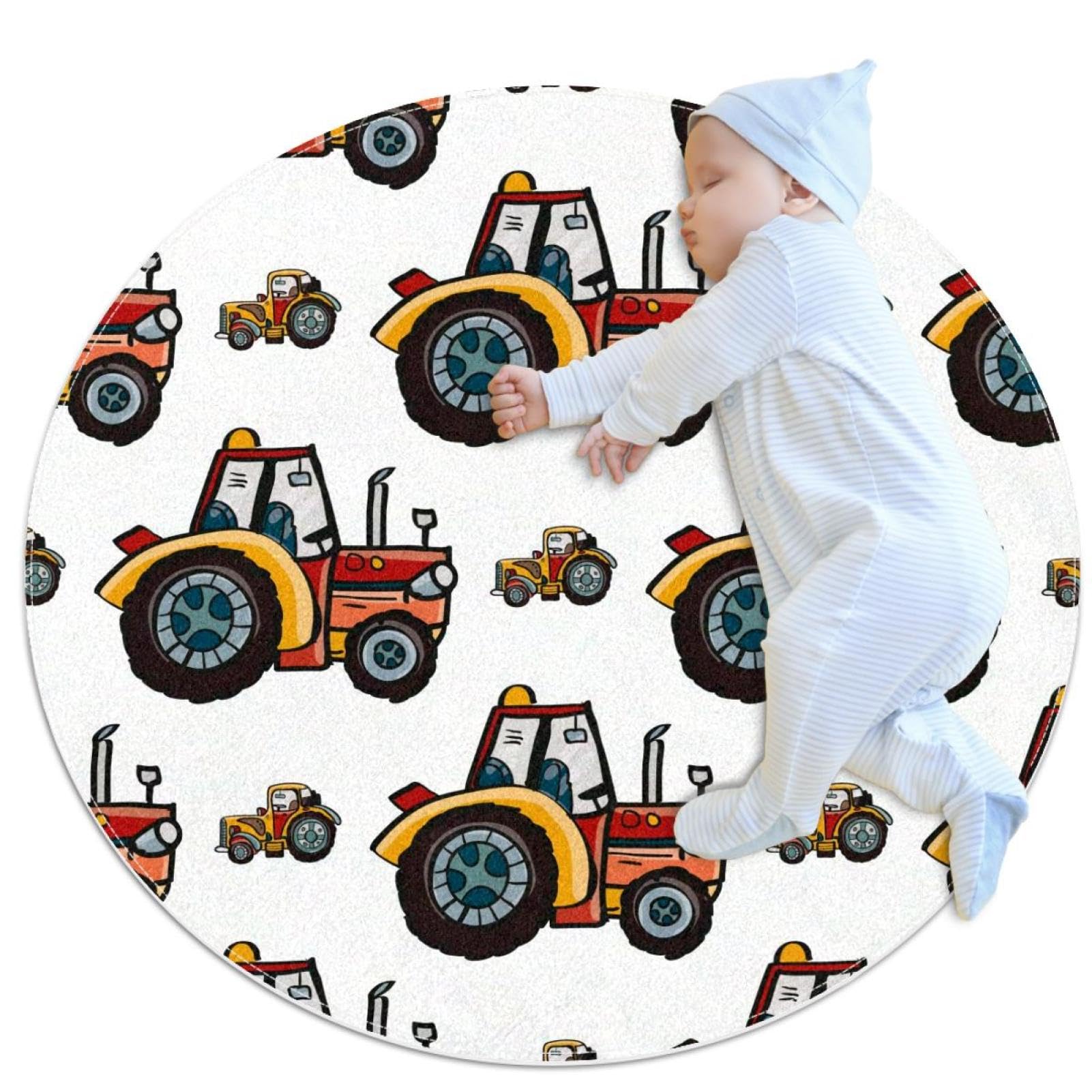 Tapis de bain antidérapant motif tracteur et camomille pour sortie de douche sécurisée
