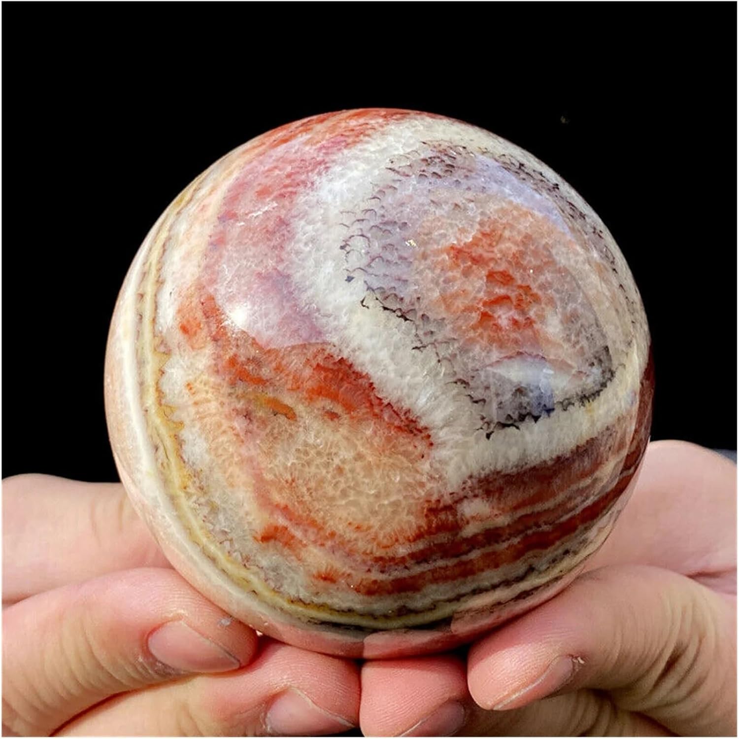 1pcs 310-400g Pork Stone Ball, Quartz Crystal Red