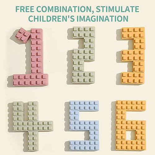 Miniatura 5 de Bloques de construcción suaves de silicona, juguete educativo Montessori, bloques suaves para bebés para regalos de dentición, juguetes sensoriales