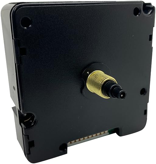 Rear view of HD-1688 quartz clock movement with threaded shaft