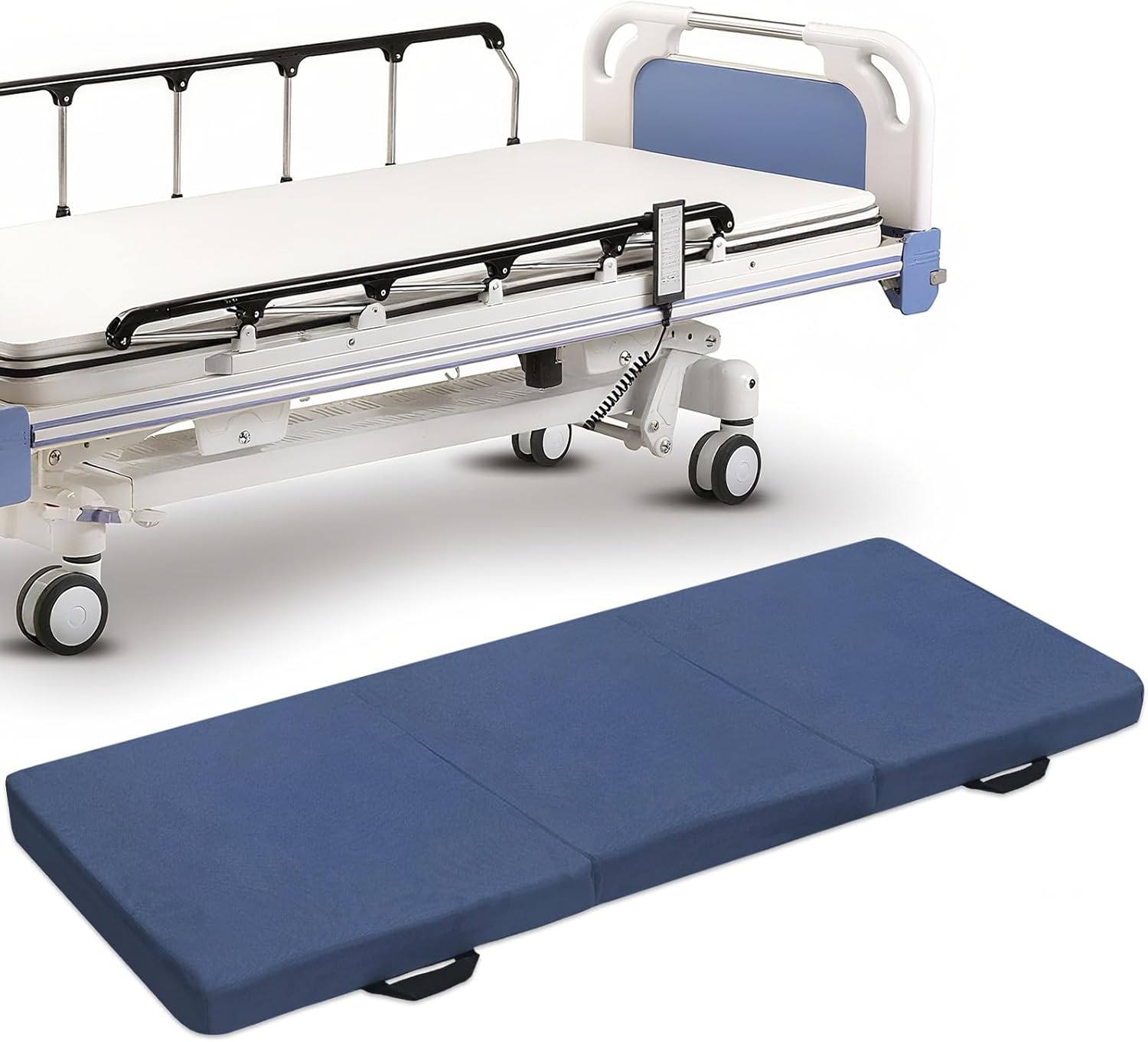 JZHLLA Foldable Fall Protection Mat for Elderly - 72x24x2 Inch Waterproof Non-Slip Bedside Mat with High-Resilience Foam