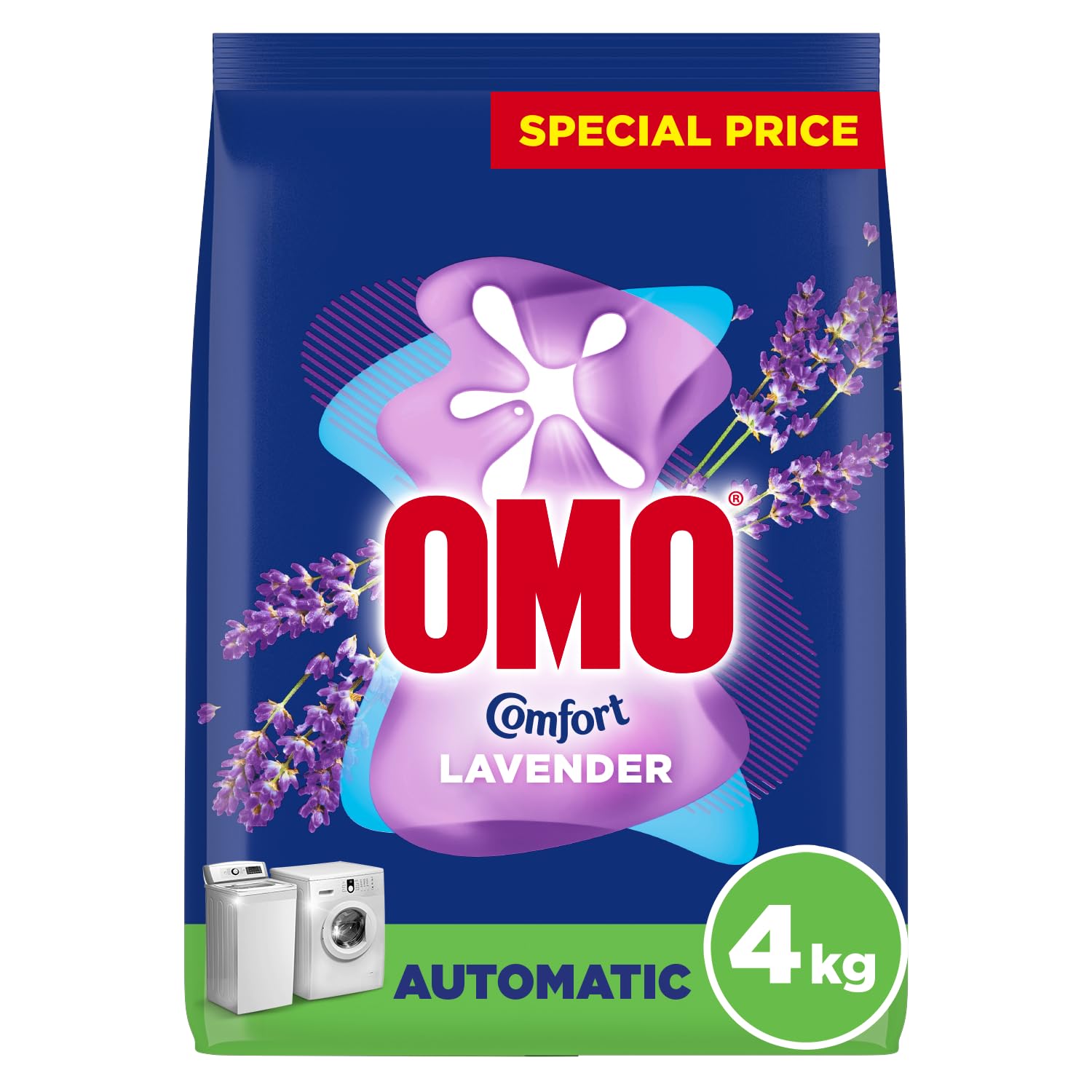 OMO Automatic Powder Laundry Detergent, Lavender, Ultimate colour protection even after 20 washes*, 4 KG