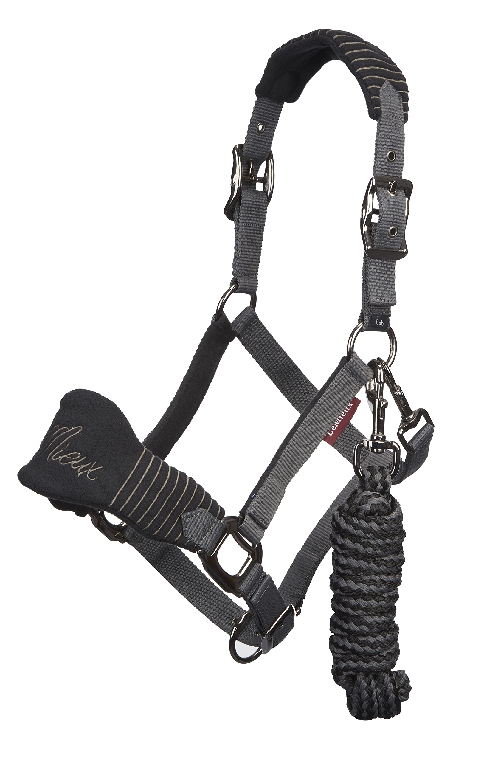 LeMieuxVogue Fleece Headcollar with Lead Rope - Extra Padding, Adjustable at Curb and Poll Strap