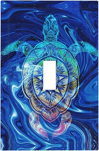 Cubierta decorativa de interruptor de luz de tortuga de mármol de 1 cuadrilla, placa de pared para placa eléctrica para niños y niñas, habitación de