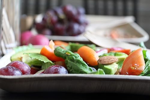 Miniatura 4 de Platos desechables de bambú de palma ecológicos resistentes (paquete de 50, cuadrados de 8 pulgadas)