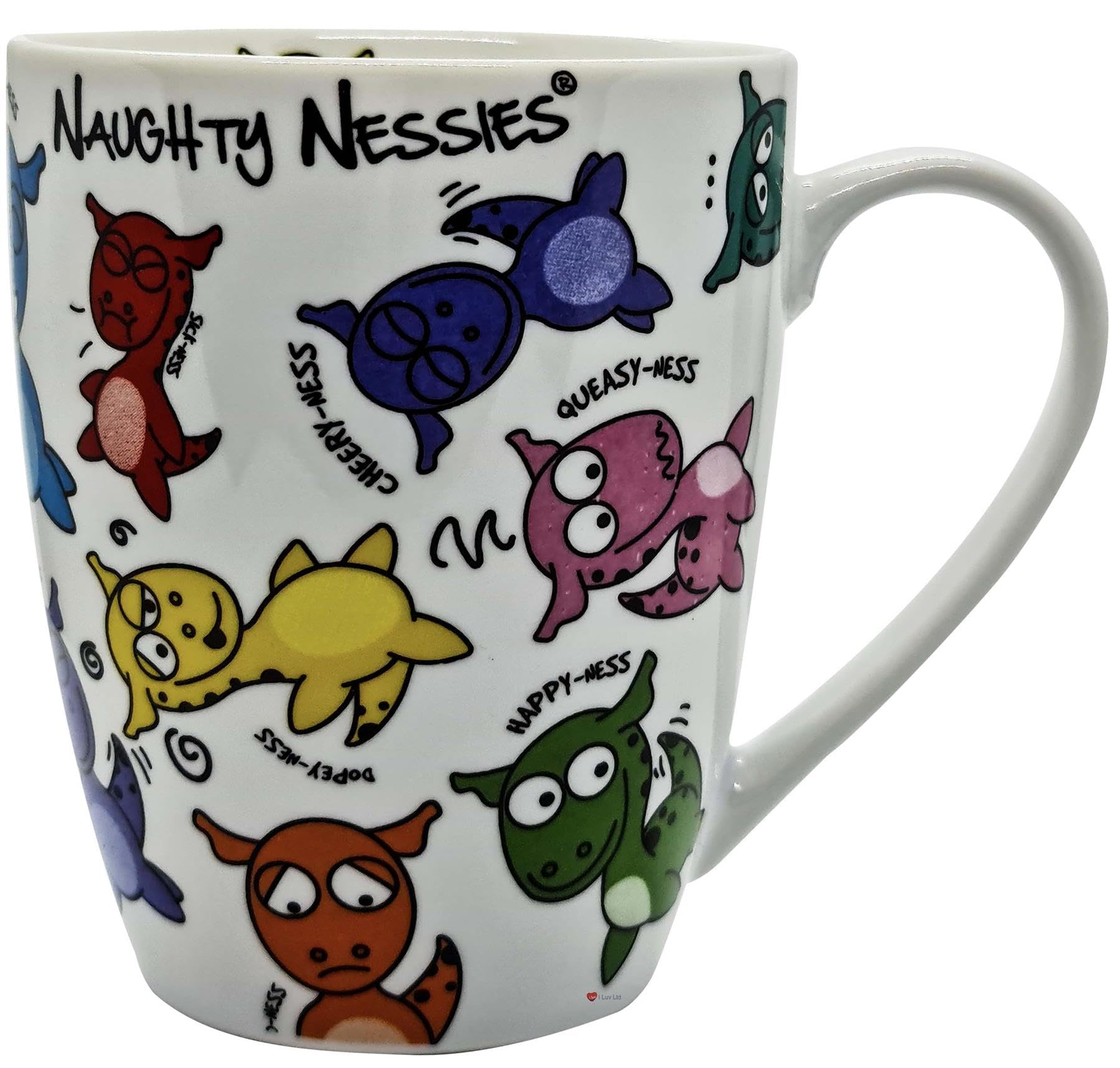 I Luv Ltd White Tea And Coffee Ceramic Scottish Mug With The Naughty Nessies, Loch Ness Monster Mascots For Your Kitchen