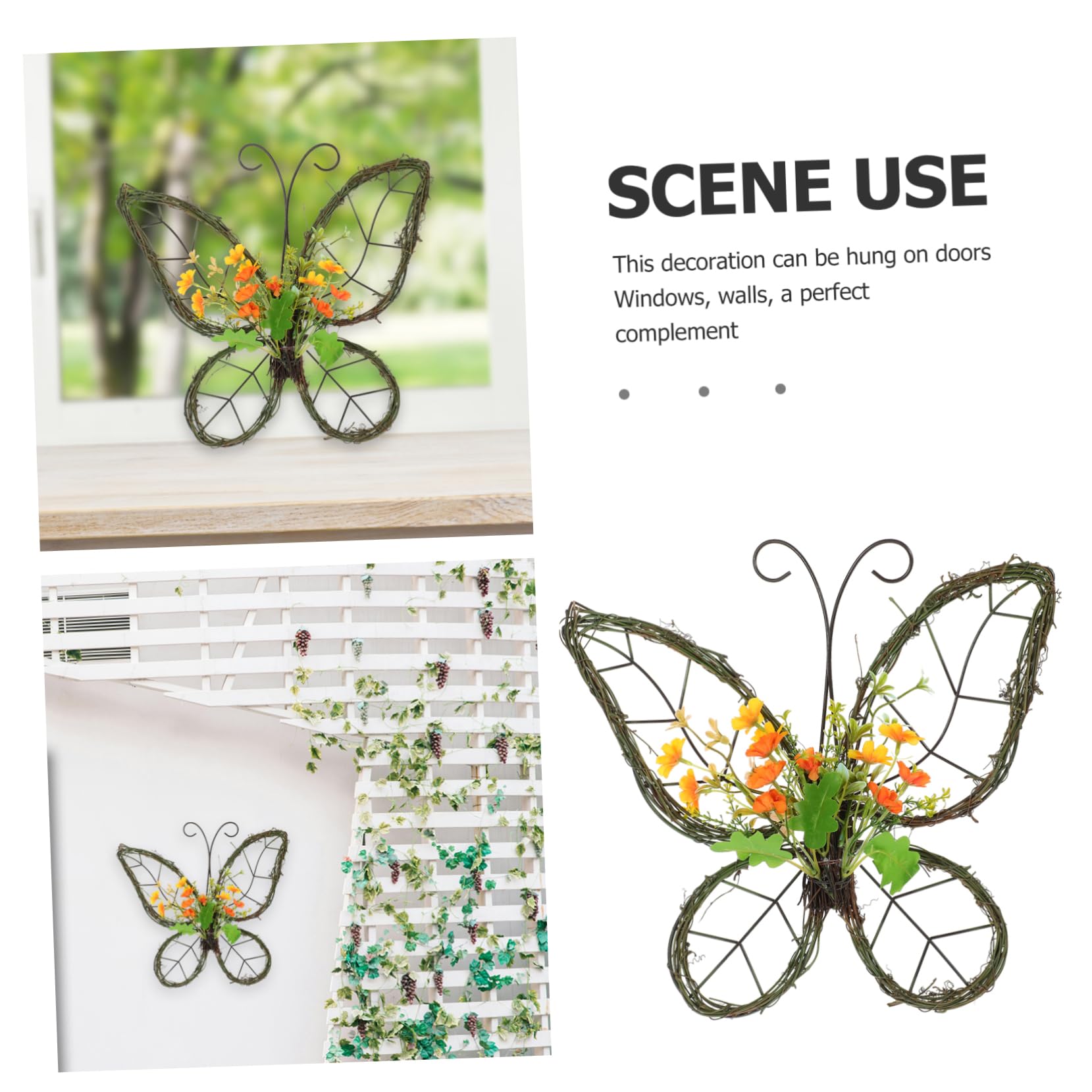 Hemobllo Ghirlanda Farfalla Primaverile con Fiori Artificiali Realistici Decorazione da Appendere per e Forma Farfalla per Interni ed Esterni