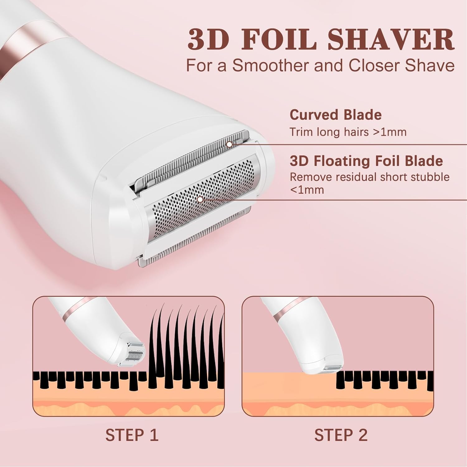 MAXGROOM Bikini Trimmer Women, 3-in-1 Painless Electric Razor for Pubic Hair, Waterproof Cordless Lady Shaver with LED Light, Travel Pouch & Easy Cleaning - Image 6