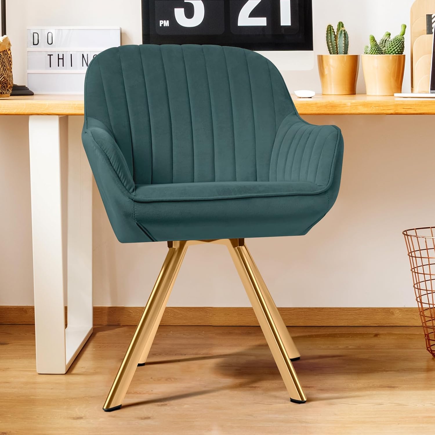 Amazon.com: Bumblr Swivel Accent Chair with Gold Legs, Mid Century ...