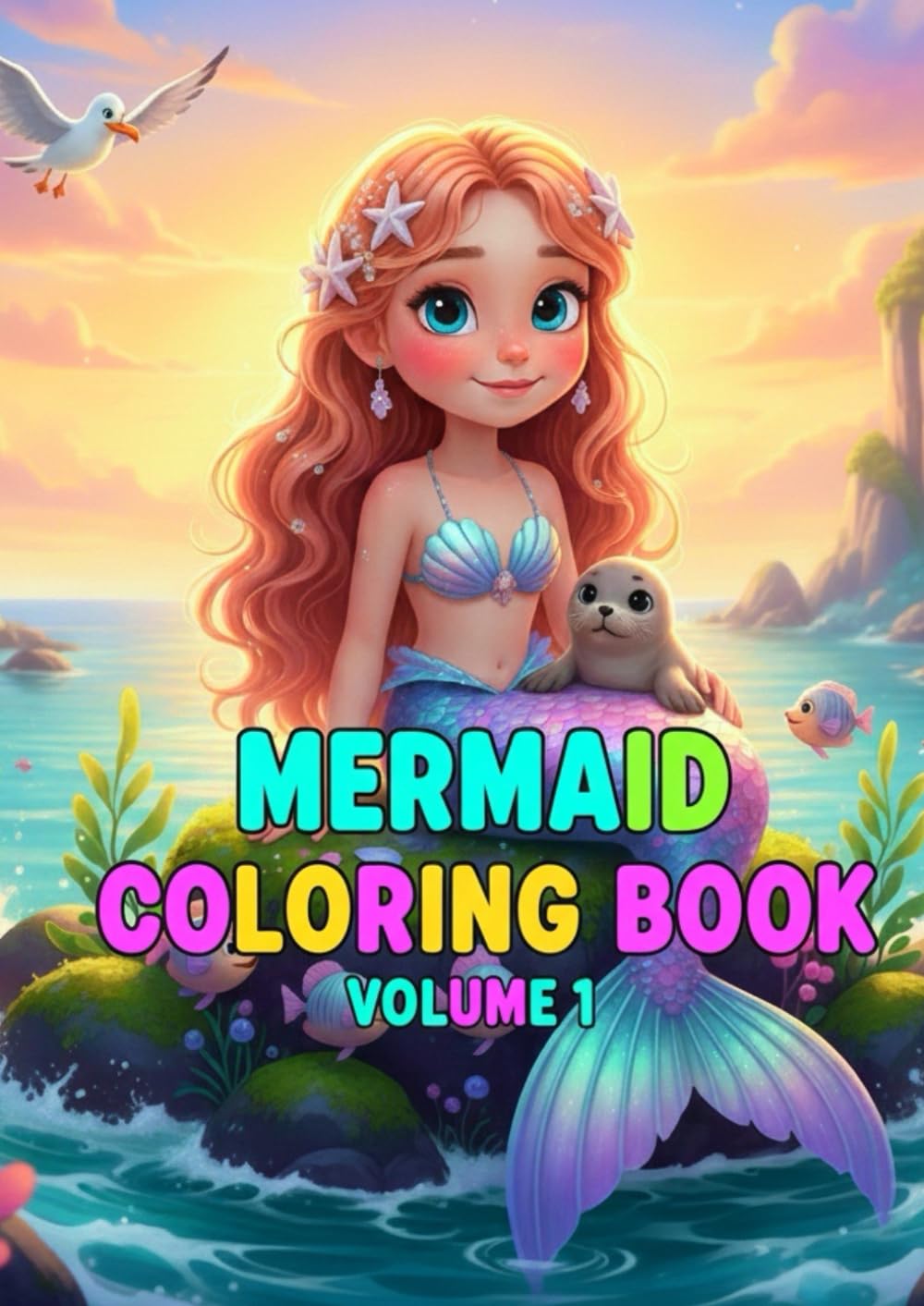 Mermaid Coloring Book – Volume 1: Magical Underwater Adventures with Cute Mermaids for Kids Ages 8–12