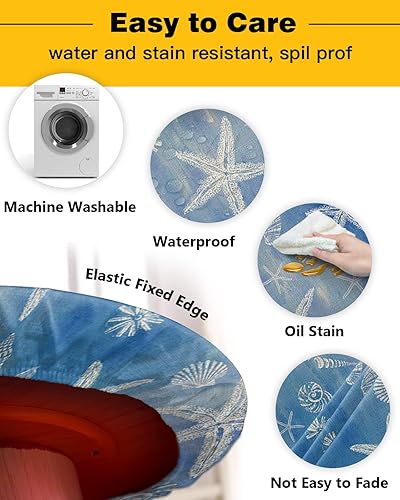 Miniatura 9 de Mantel ajustable redondo de Navidad, impermeable, tela lavable, mantel elástico a prueba de aceite, para fiestas de picnic en interiores y