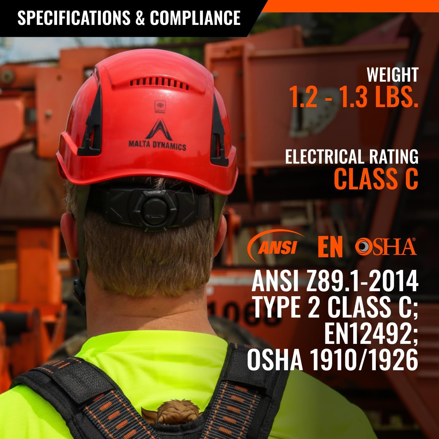 Malta Dynamics APEX Type 2 Safety Helmet – OSHA and ANSI Z89.1 Compliant Safety Hard Hats for Construction Workers and Vented Helmet for Head Protection image 5