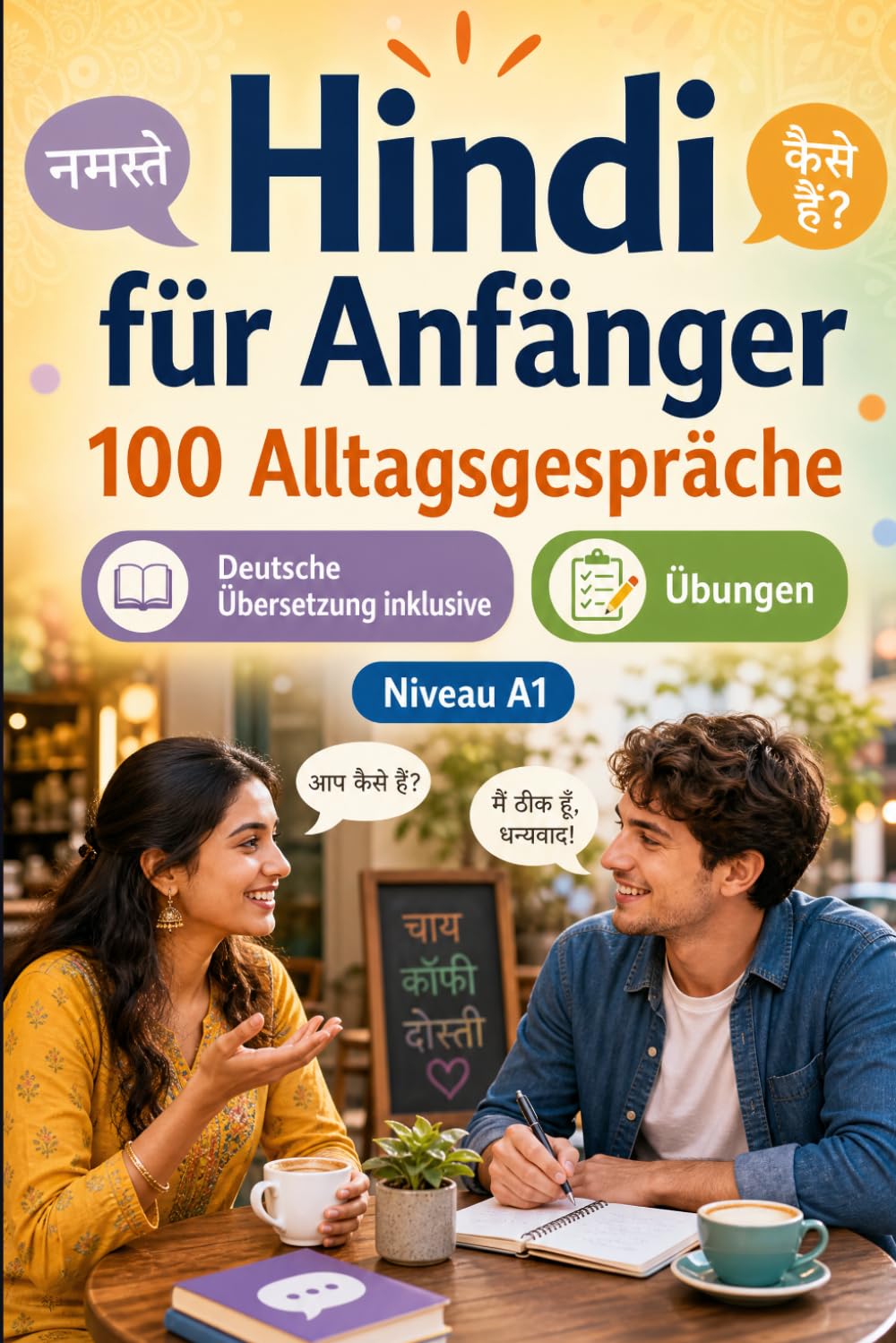 Hindi für Anfänger A1: 100 Alltagsgespräche: Lerne hindi mit 100 zweisprachigen Dialogen, Grüße, Reise, Einkaufen, Arbeit, Übersetzung, Wortschatz und Übungen