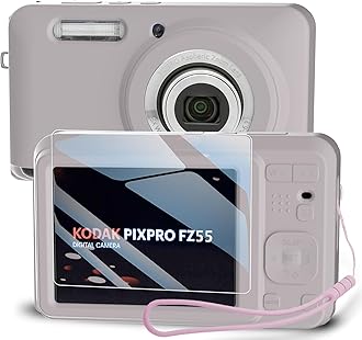 Silicone Case for Kodak PIXPRO FZ55 Digital Camera with Screen Protector and Lanyard for Kodak PIXPRO FZ55 Accessories- (Rose Grey)
