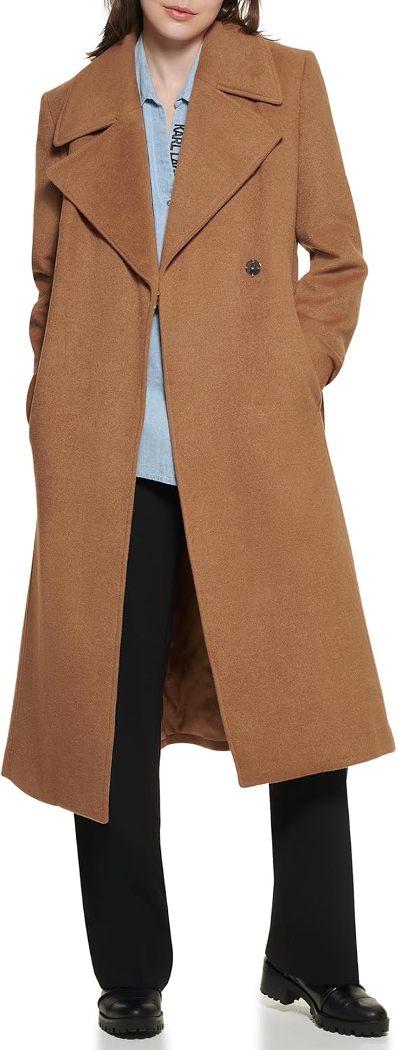 KARL LAGERFELD womens Luxe Twill Classic Belted Maxi