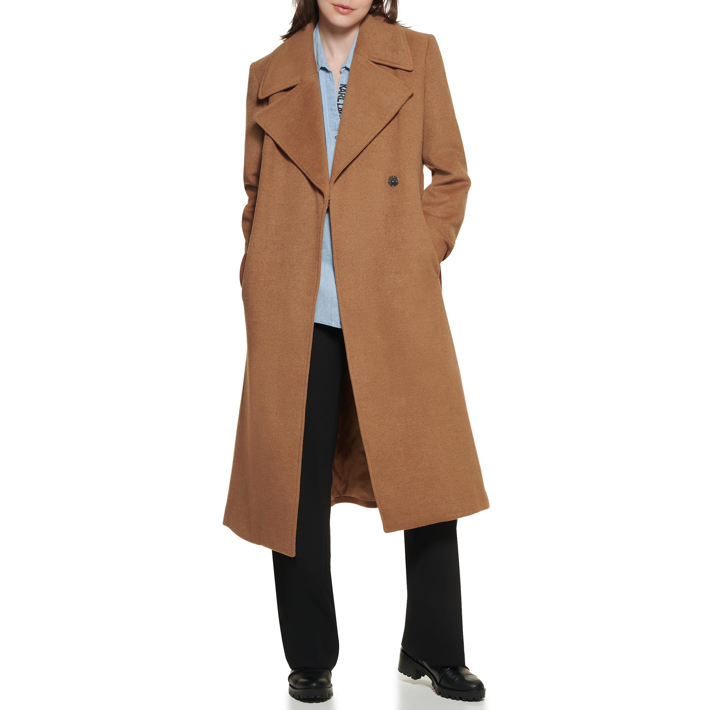 Karl Lagerfeld Paris Women's Luxe Twill Classic Belted Maxi