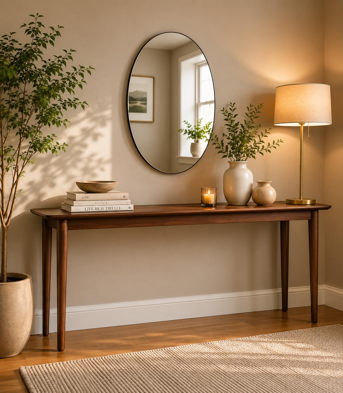 Solid Wood Console Table for Living Room | Solid Wood Foyer Tables for Entryway | Wooden Side Entrance Table for Home & Office (140 * 35 * 76 CM)-image-11