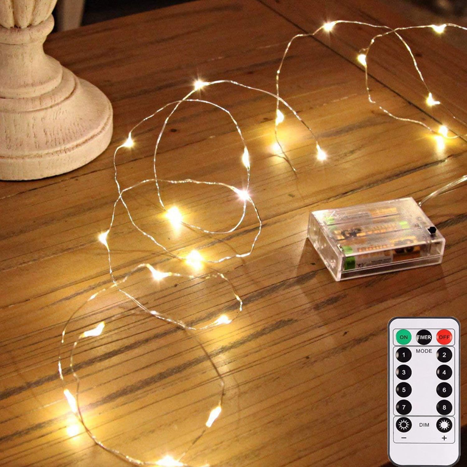 Decorative LED Fairy Lights, 10M 100 LED String Lights Christmas Led, 8 Modes Waterproof Outdoor Indoor Lights with Remote Timer for Bedroom, Party, Wedding, Christmas (Warm White)