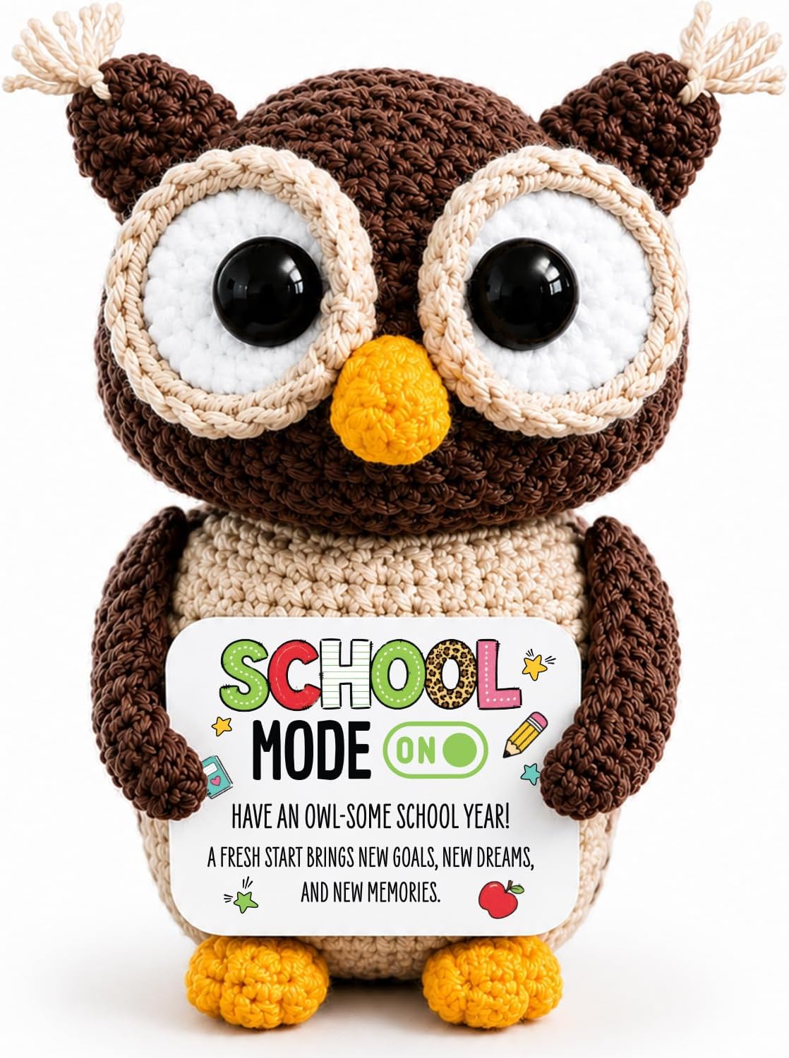 Handmade Crochet Owl Plush, Back to School Gift & Desk Decor Keepsake