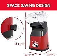 Vista 6 de West Bend Air Crazy Hot Air Popcorn Popper Machine for Healthy Snacking with No Oil, Includes Dual-Purpose Measuring Cup & Butter Melter, 4-Quart