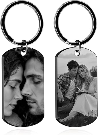 Custom Keychain with Picture - Personalized Engraving Keychains with Photo Text for Men Boyfriend Husband Gifts