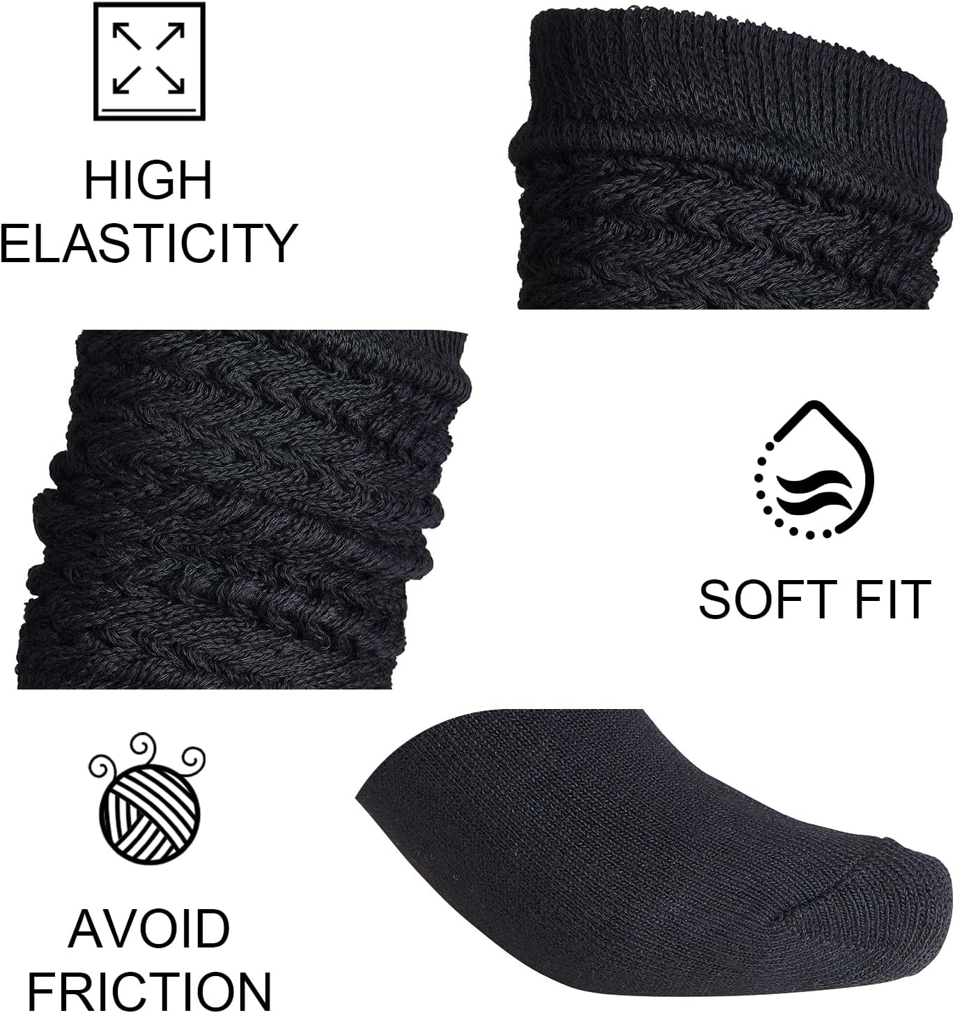 3 Pairs Slouch Socks for Woman Long Scrunch Socks Thick Knit Knee High Boot Socks Size 5-11 - Image 4