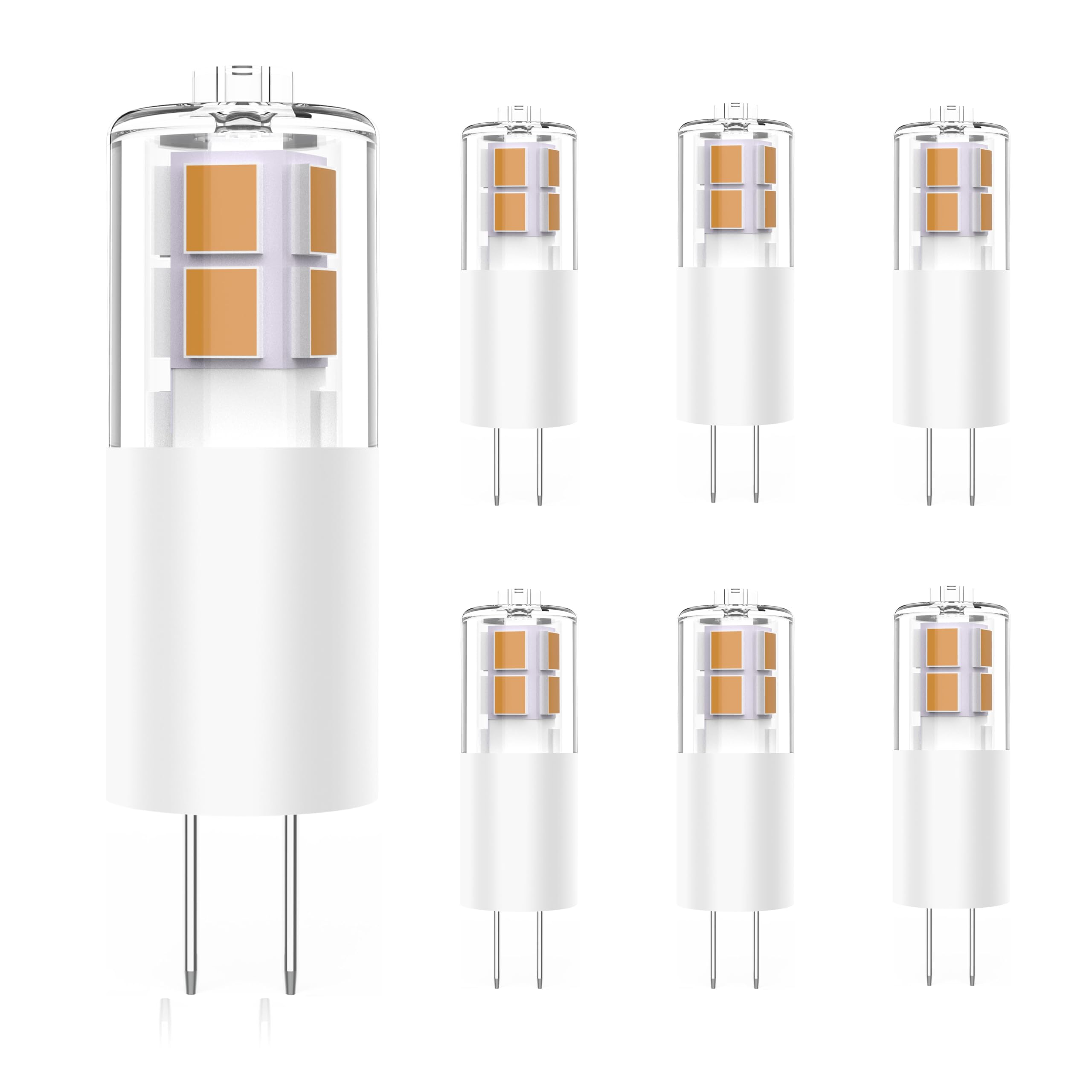 6-Pack G4 LED Bulbs 12V 3W Warm White - Energy-Efficient Low Voltage Landscape Lights with JC Bi-Pin Base, Replace 20W - 30W Halogens