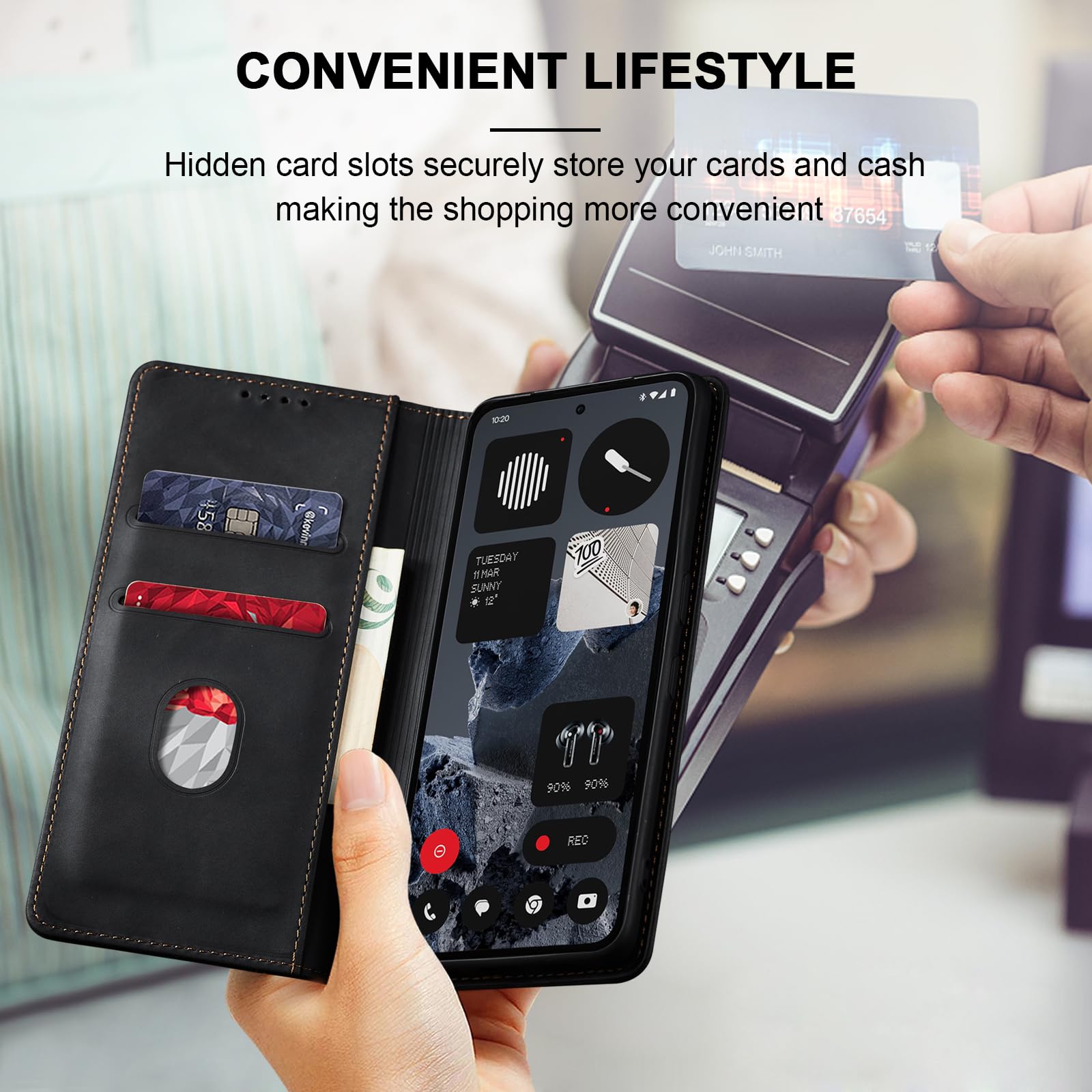GOGME Custodia Per Nothing CMF Phone 2 Pro - Cover Elegante In Pelle TPU Con Portafoglio, Chiusura Magnetica, Protezione Completa, Nero