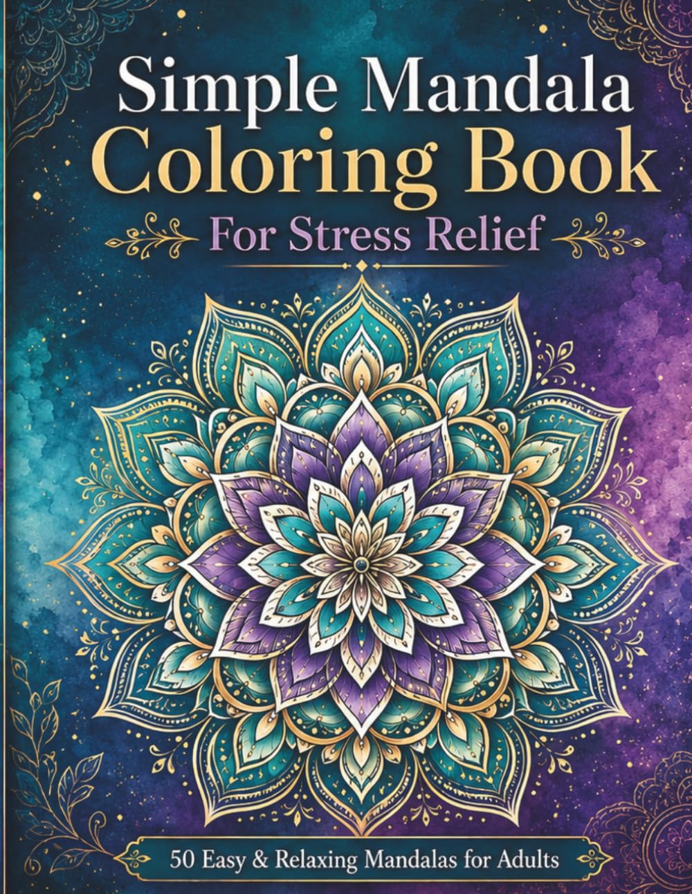 Simple Mandala Coloring Book: For Stress Relief: 50 Easy & Relaxing Mandalas for Adults