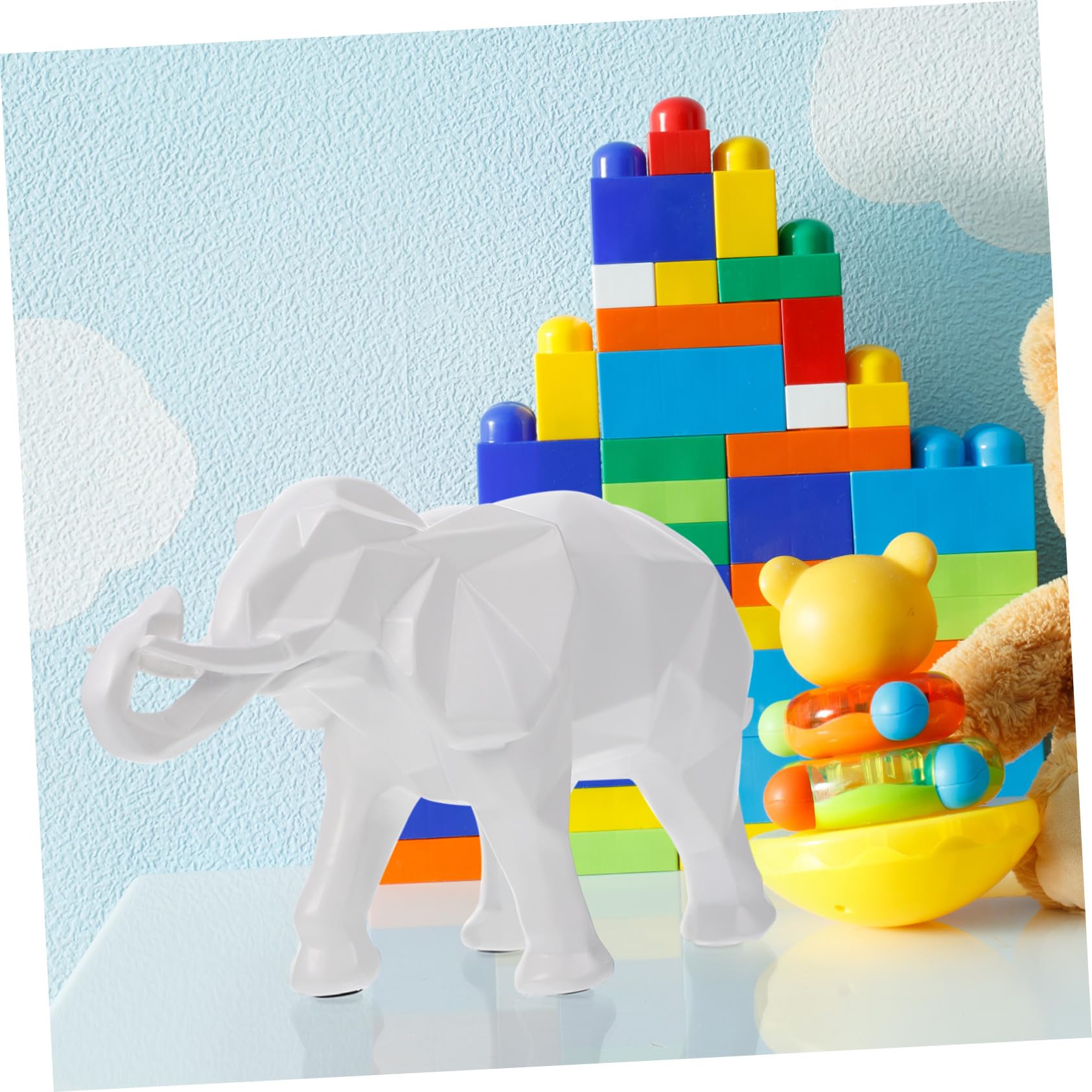NUOBESTY Escultura Geométrica de Resina Elefante para Decoración del Hogar