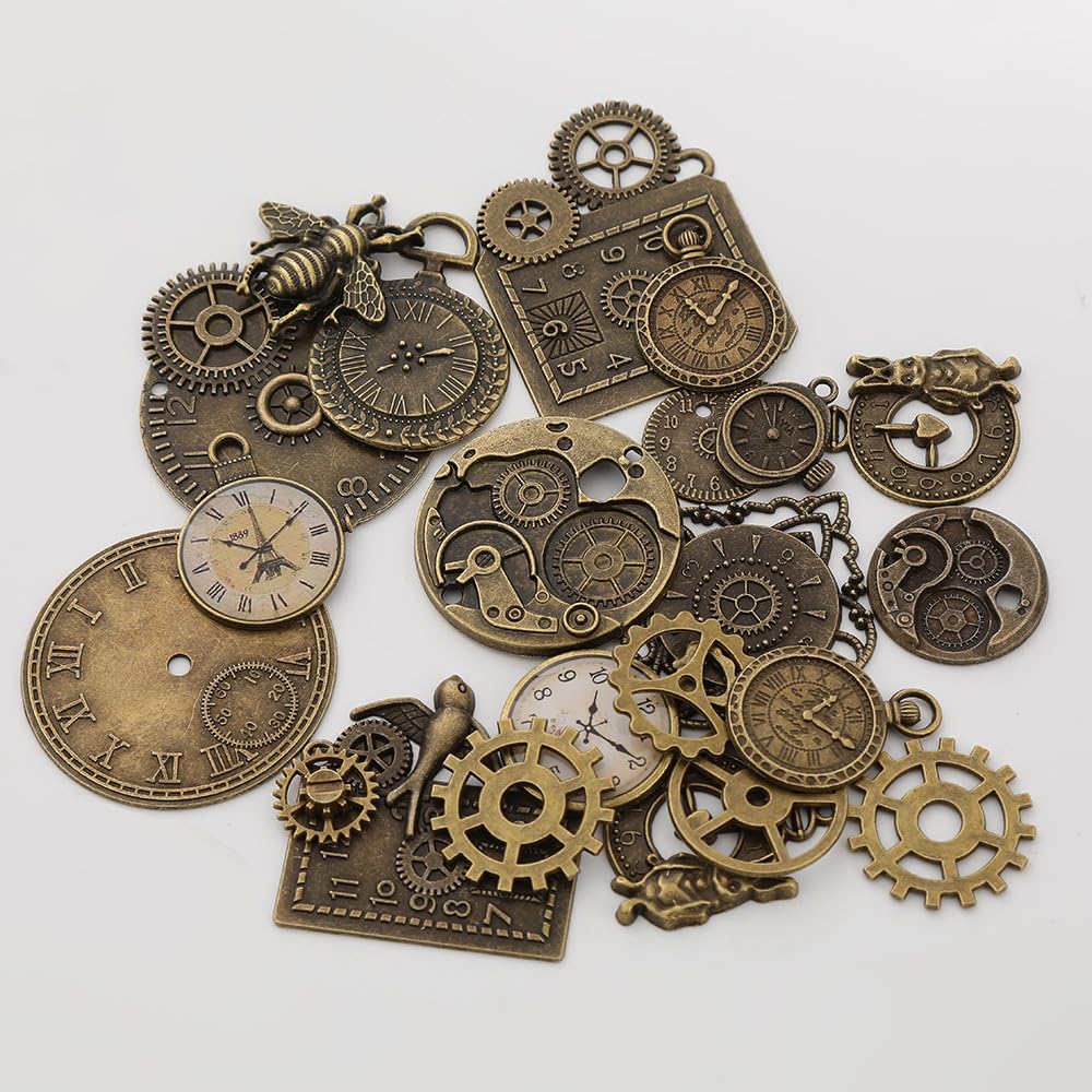 DAHI 100g Metal Assorted Antiqued Bronze Skeleton Steampunk Gears Watch Cog Wheel Sets - Image 4