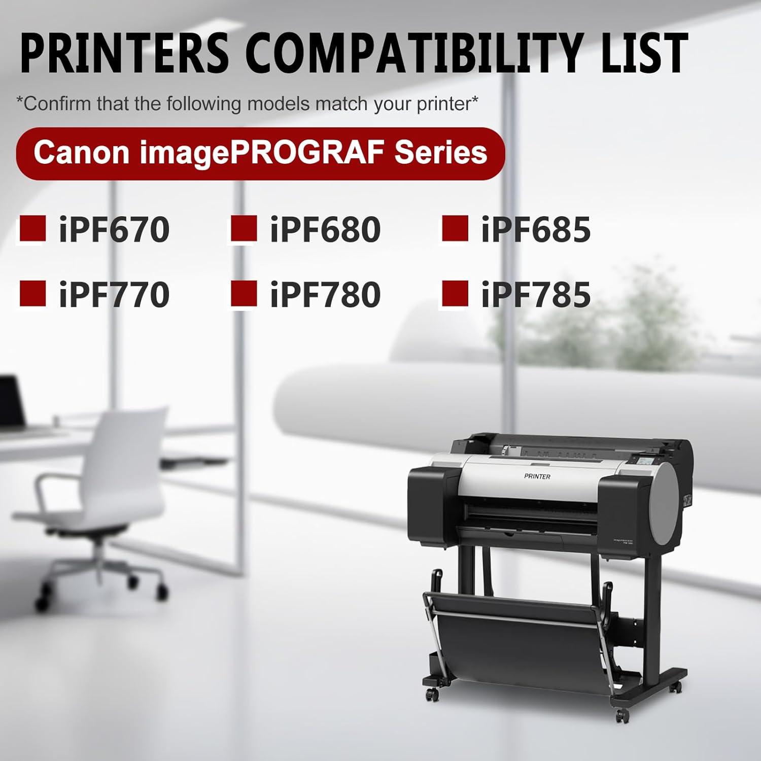 PFI-107MBK Ink Cartridge 6704B001AA PFI 107 Ink Tank Compatible for Canon imagePROGRAF iPF670 iPF680 iPF685 iPF770 iPF780 iPF785 (2-Pack, Matte Black)