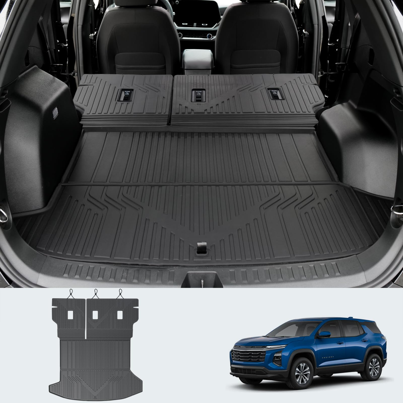 Cargo Liners & Backrest Mat for 2025 Chevy Equinox Fuel (Non EV), All Weather TPE Trunk Mat Back Seat Cover for Chevrolet Equinox Accessories