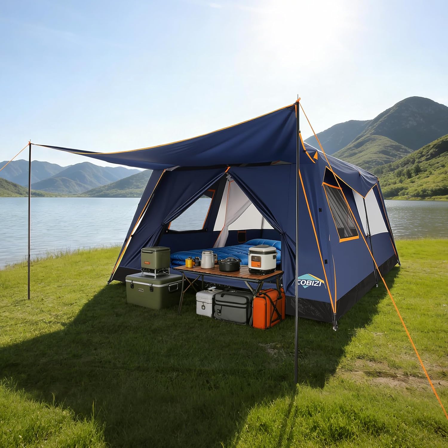 COBIZI Tents for Camping 4/6/8/10/12 Person Camping Tent with Rainfly and Screen, Easy Setup Lightweight Portable Waterproof Outdoor Tent with Carry Bag for Backpacking, Hiking, Family Travel
