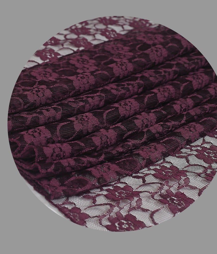 VDS Pack of 10 Floral Lace Table Runners Centerpiece Cloth Linen for Wedding Bithday Graduation Engagement Ceremony Events Party Banquets Table Decoration (12x108 inch) (Plum)